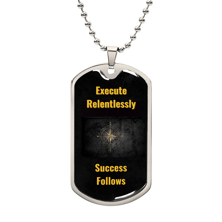 Visionary’s Path Dog Tag – The Relentless Path – Execute Relentlessly. Success Follows. - Carbone's Marketplace