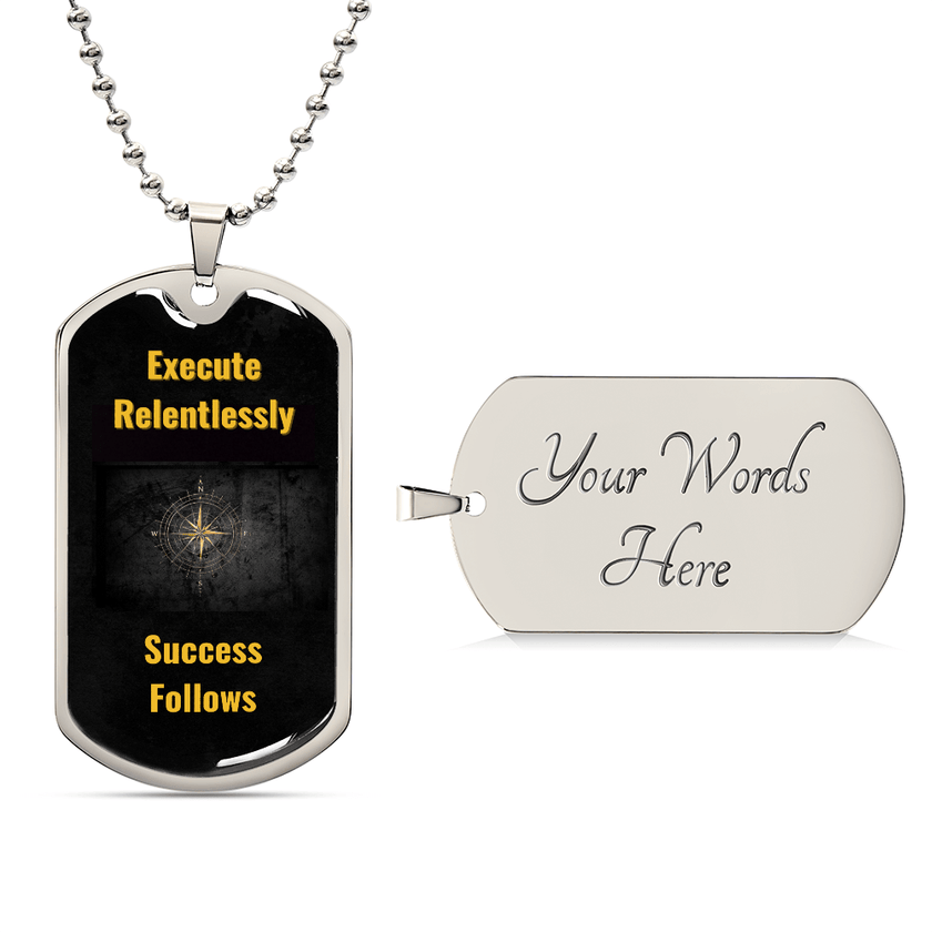 Visionary’s Path Dog Tag – The Relentless Path – Execute Relentlessly. Success Follows. - Carbone's Marketplace