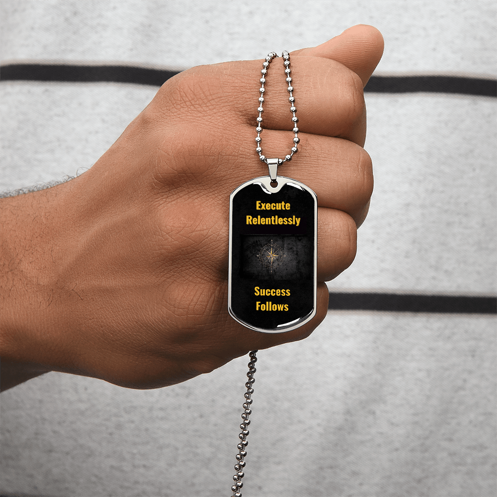 Visionary’s Path Dog Tag – The Relentless Path – Execute Relentlessly. Success Follows. - Carbone's Marketplace