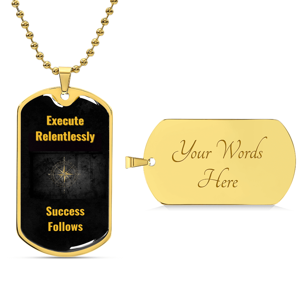 Visionary’s Path Dog Tag – The Relentless Path – Execute Relentlessly. Success Follows. - Carbone's Marketplace