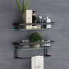 Wall Mounted Floating Glass Shelves 2 Tier with Towel Holder - Carbone's Marketplace