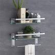 Wall Mounted Floating Glass Shelves 2 Tier with Towel Holder - Carbone's Marketplace