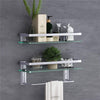 Wall Mounted Floating Glass Shelves 2 Tier with Towel Holder - Carbone's Marketplace