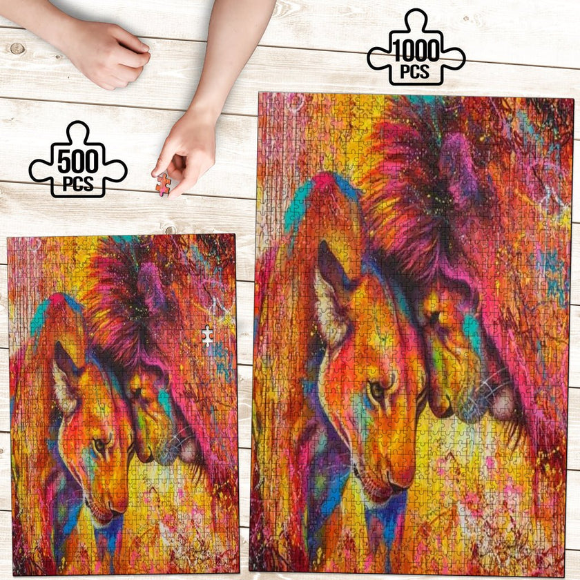 Water Colour Love Lions Jigsaw Puzzle - Carbone's Marketplace