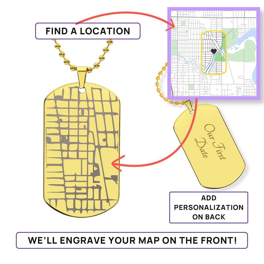 Where It All Began – Personalized Map Dog Tag Necklace - Carbone's Marketplace