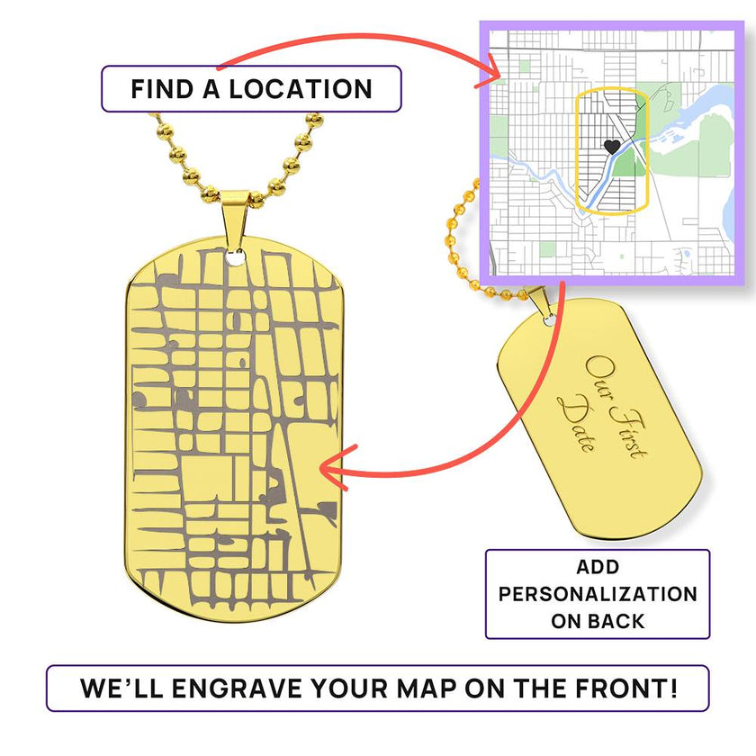 Where It All Began – Personalized Map Dog Tag Necklace - Carbone's Marketplace