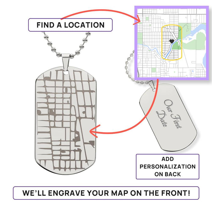 Where It All Began – Personalized Map Dog Tag Necklace - Carbone's Marketplace