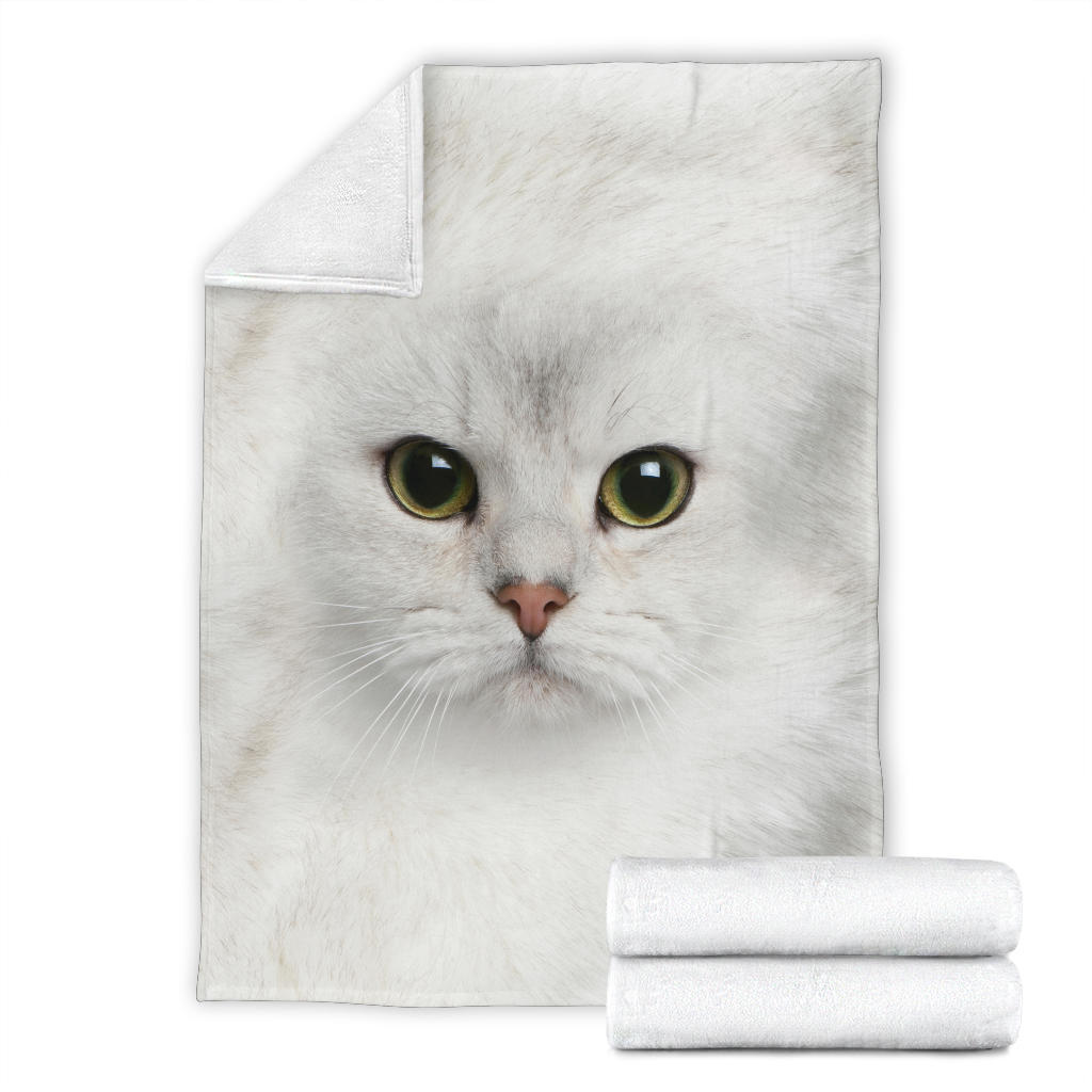 White Cat Face Hair Blanket - Carbone's Marketplace