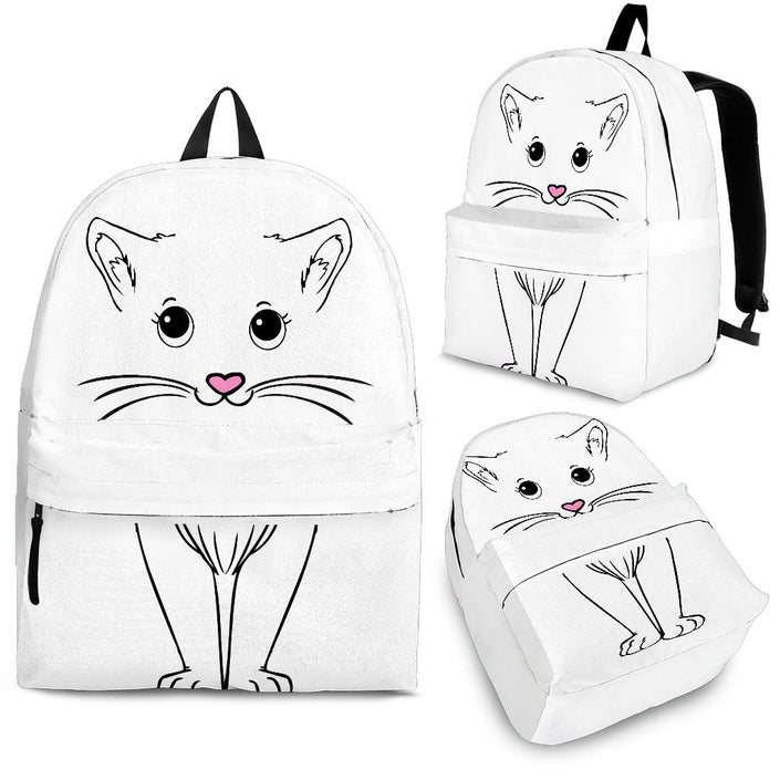 White Cute Cat Backpack - Carbone's Marketplace