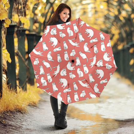 White Persian Cat Pattern Print Umbrellas - Carbone's Marketplace