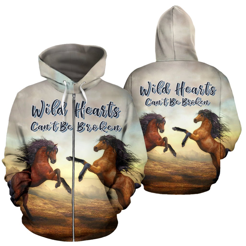 Wild Hearts Can't Be Broken All Over Print Hoodie Zip Up - Carbone's Marketplace