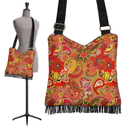 Wild Orange Red Paisley Boho Crossbody Bag - Carbone's Marketplace