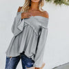 Women Sexy Off Shoulder Shirts Irregular Hem Blouse Shir - Carbone's Marketplace