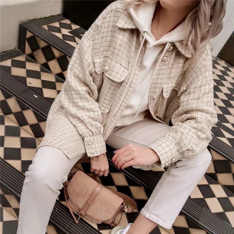 Women vintage oversize plaid long shirts autumn - Carbone's Marketplace