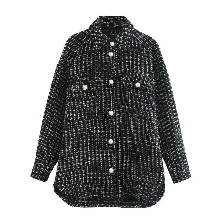 Women vintage oversize plaid long shirts autumn - Carbone's Marketplace