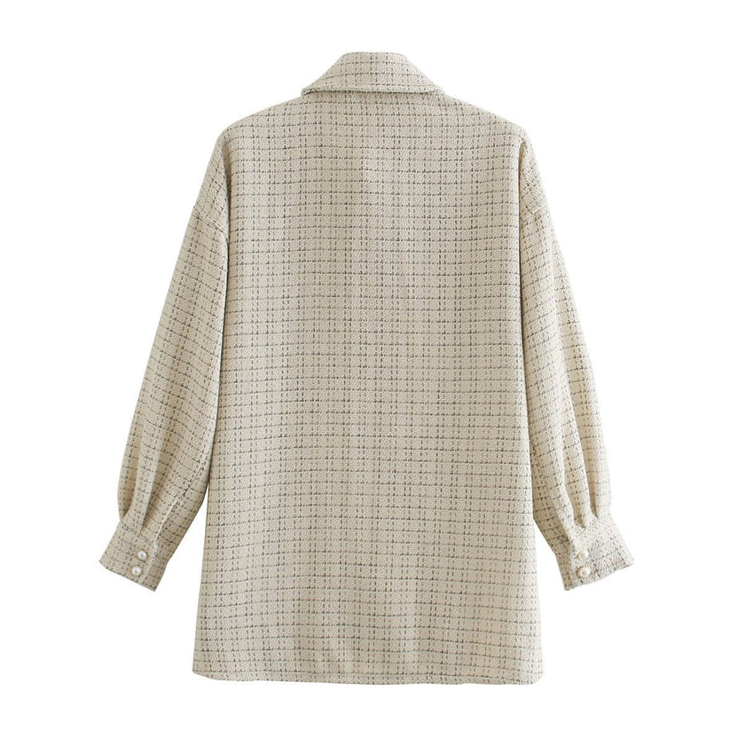 Women vintage oversize plaid long shirts autumn - Carbone's Marketplace