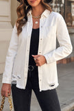 Women's Distressed Snap Down Denim Jacket - Carbone's Marketplace