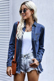 Women's Distressed Snap Down Denim Jacket - Carbone's Marketplace