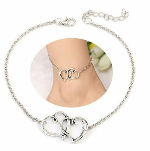 Women's Double Heart Arrow Shape Ankle Bracelet - Carbone's Marketplace