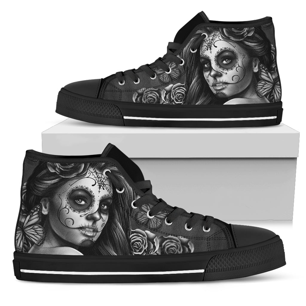 Women's High Tops Calavera Gray (Black Soles) - Carbone's Marketplace