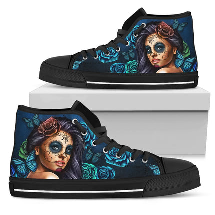 Women's High Tops Calavera Turquoise (Black Soles) - Carbone's Marketplace