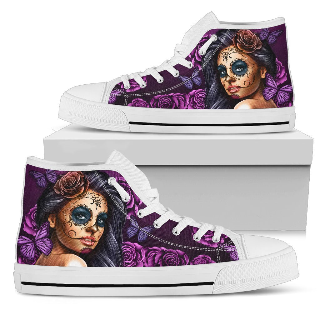 Women's High Tops Calavera Violet (White Soles) - Carbone's Marketplace