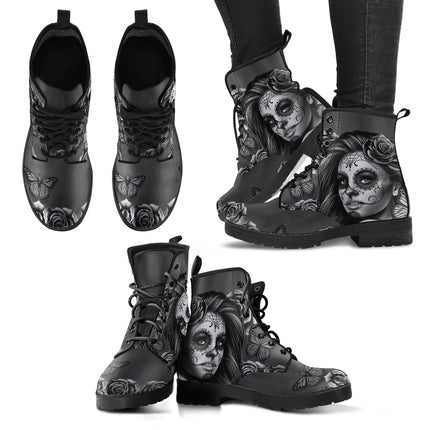 Women's Leather Boots Calavera (Gray) - Carbone's Marketplace