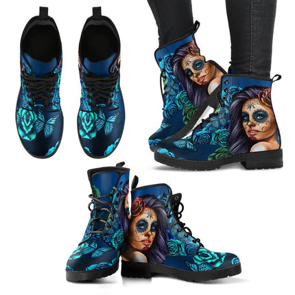 Women's Leather Boots Calavera (Turquoise) - Carbone's Marketplace