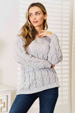 Woven Right Cable - Knit Hooded Sweater - Carbone's Marketplace