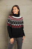 Woven Right Chevron Turtleneck Ribbed Trim Sweater - Carbone's Marketplace