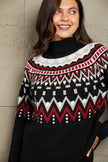 Woven Right Chevron Turtleneck Ribbed Trim Sweater - Carbone's Marketplace