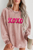 XOXO Sequin Round Neck Dropped Shoulder Sweatshirt - Carbone's Marketplace