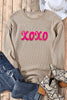 XOXO Sequin Round Neck Dropped Shoulder Sweatshirt - Carbone's Marketplace