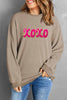 XOXO Sequin Round Neck Dropped Shoulder Sweatshirt - Carbone's Marketplace