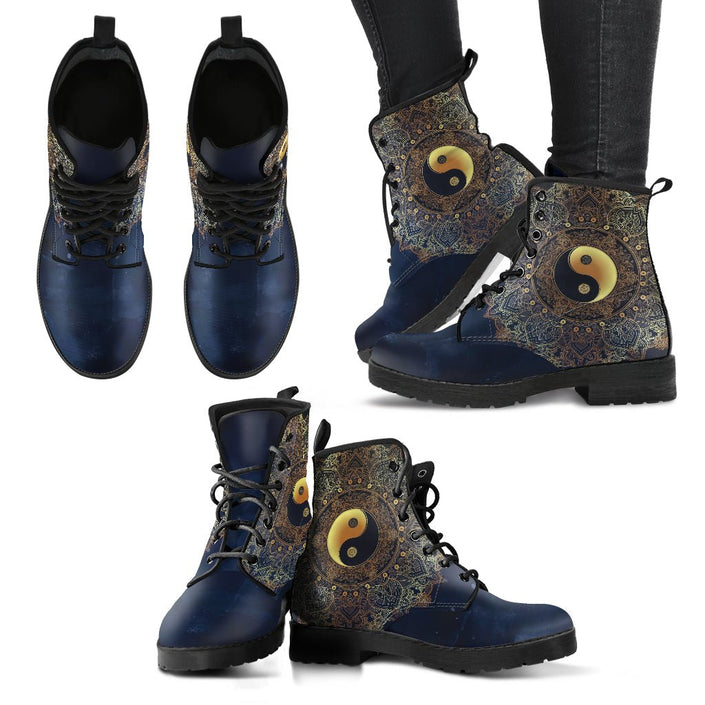 Yin Yang Mandala 4 Handcrafted Boots - Express Shipping Included - Carbone's Marketplace