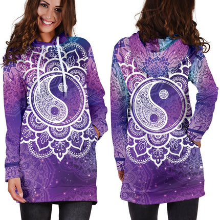 Yin Yang Mandala Hoodie Dress - Carbone's Marketplace