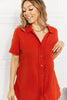 Zenana Full Size Summer Breeze Gauze Short Sleeve Shirt in Red Orange - Carbone's Marketplace