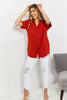 Zenana Full Size Summer Breeze Gauze Short Sleeve Shirt in Red Orange - Carbone's Marketplace