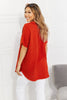 Zenana Full Size Summer Breeze Gauze Short Sleeve Shirt in Red Orange - Carbone's Marketplace