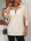 Zip - Up Dropped Shoulder Sweatshirt - Carbone's Marketplace