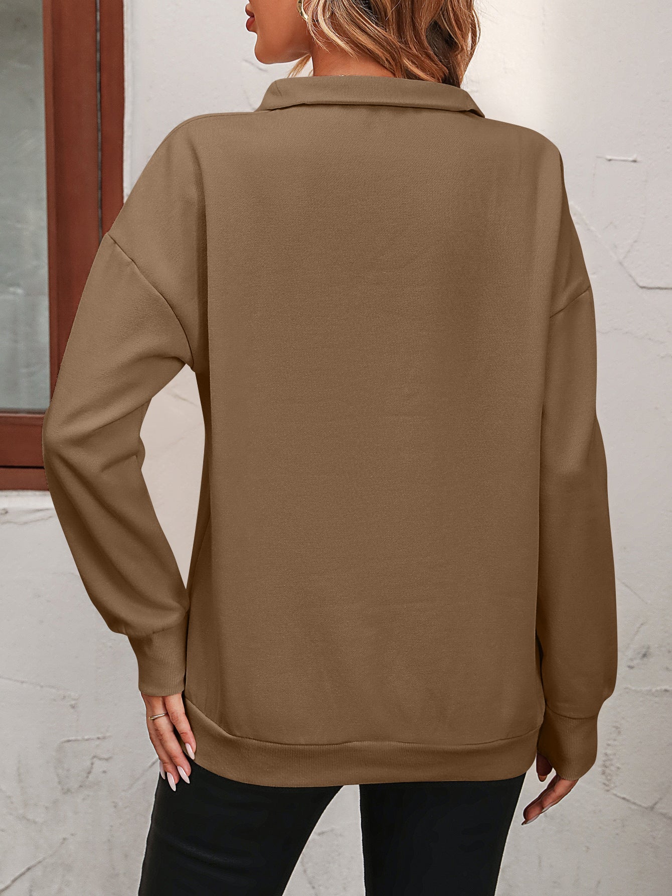 Zip - Up Dropped Shoulder Sweatshirt - Carbone's Marketplace