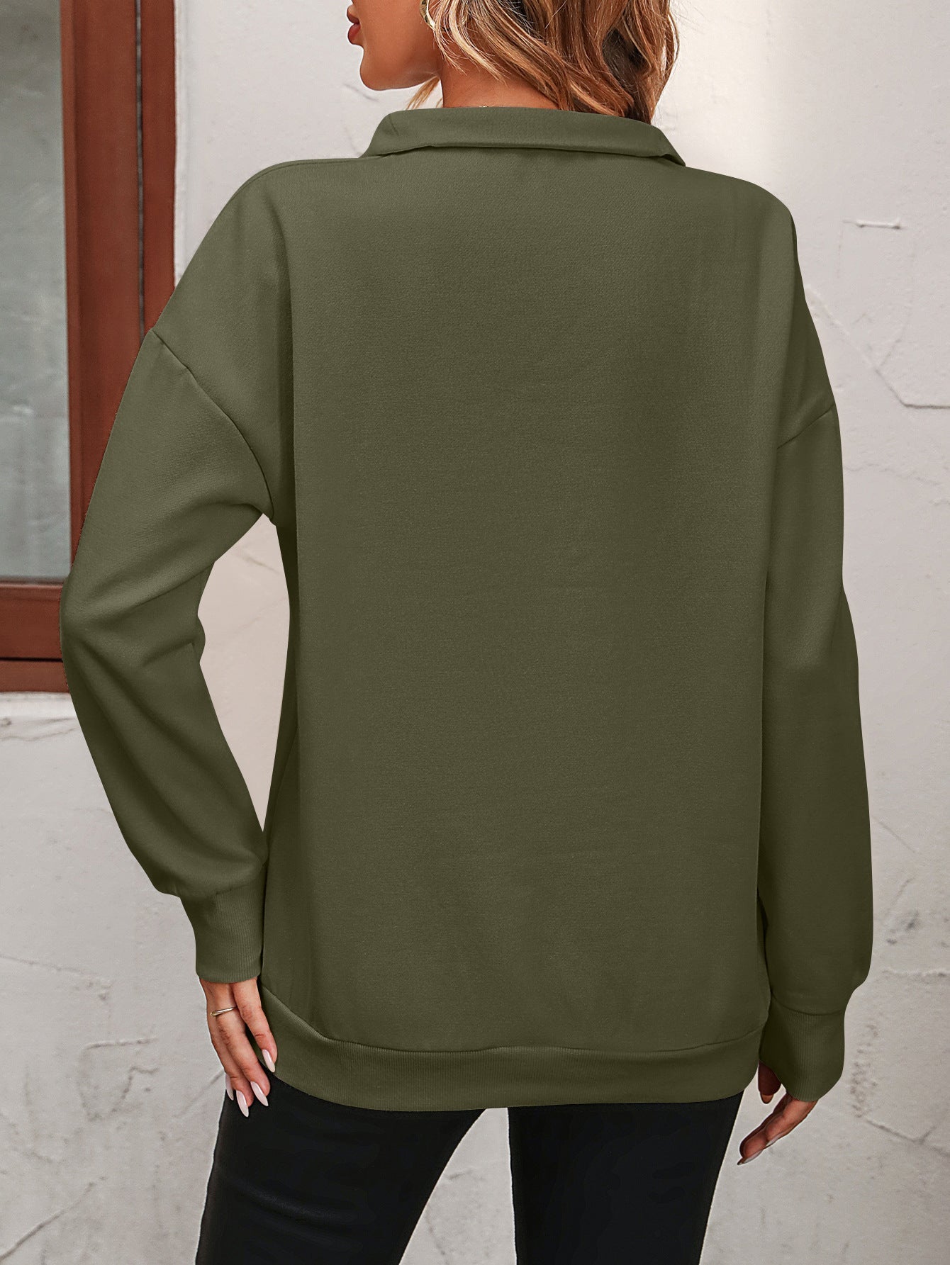 Zip - Up Dropped Shoulder Sweatshirt - Carbone's Marketplace