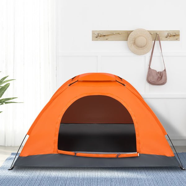 1-Person Waterproof Camping Dome Tent Automatic Pop Up Quick Shelter Outdoor Hiking Orange - Carbone's Marketplace