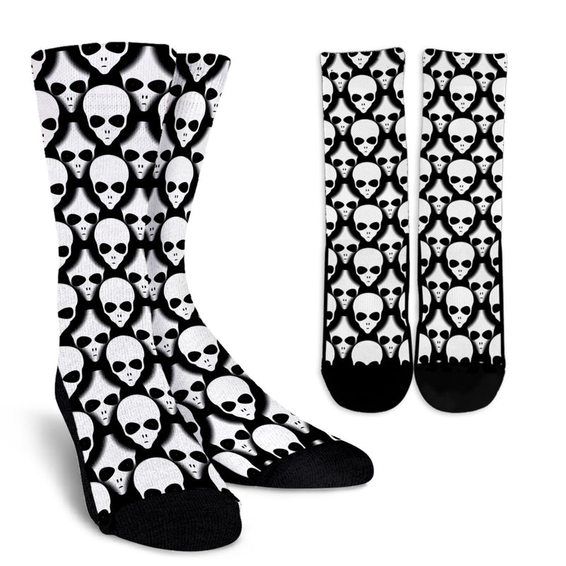 Take Me To Your Leader Socks Black With Aliens