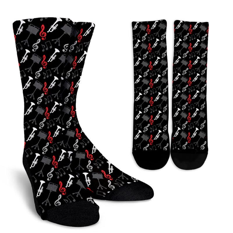 Trumpet & Clefs Music Crew Socks