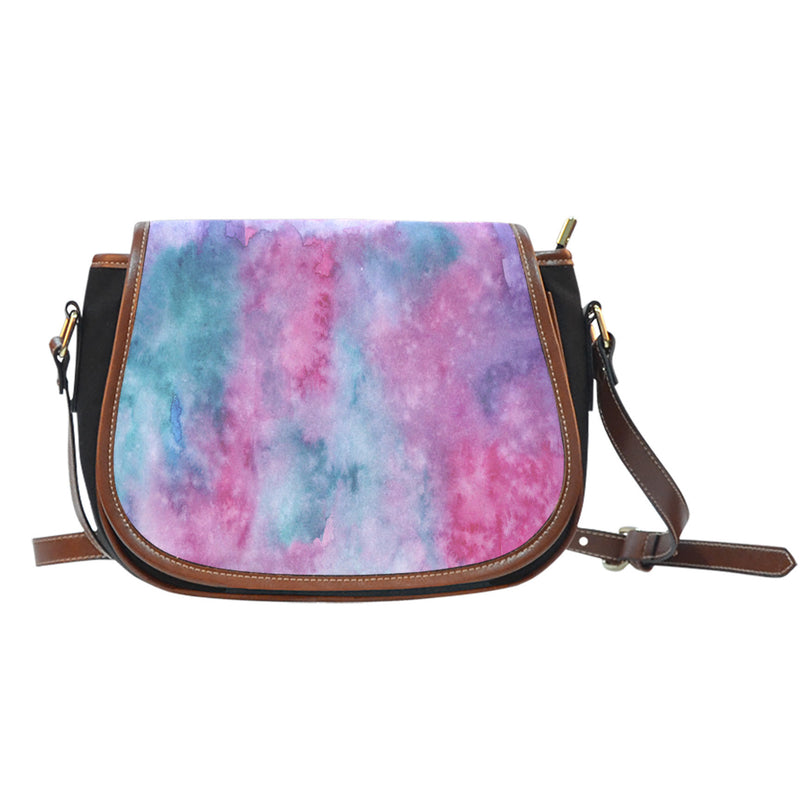 Watercolor Pink Canvas Saddle Bag