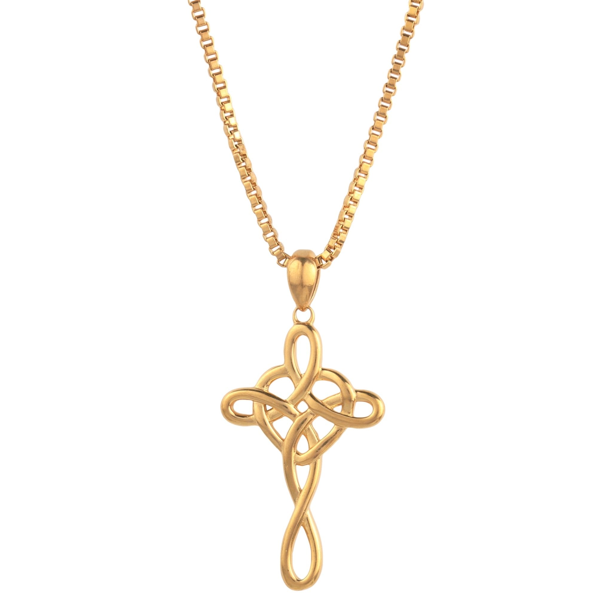 14K Gold Plated Infinity Cross Pendant Necklace - Carbone's Marketplace