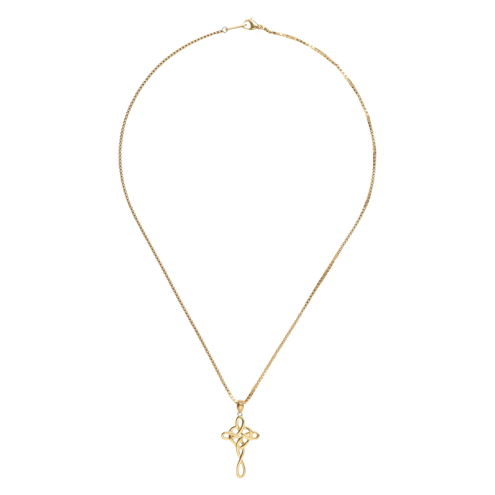 14K Gold Plated Infinity Cross Pendant Necklace - Carbone's Marketplace