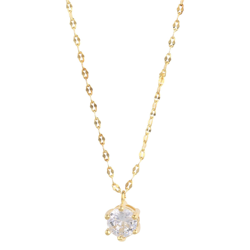 14K Gold Plated Solitaire Necklace - Carbone&