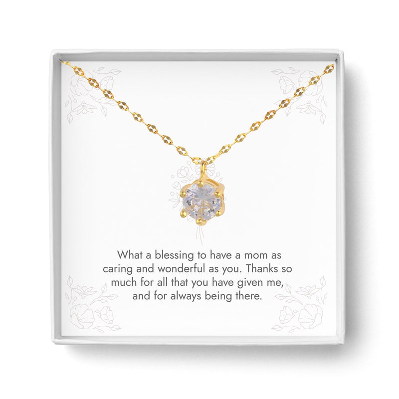 14K Gold Plated Solitaire Necklace - Carbone&